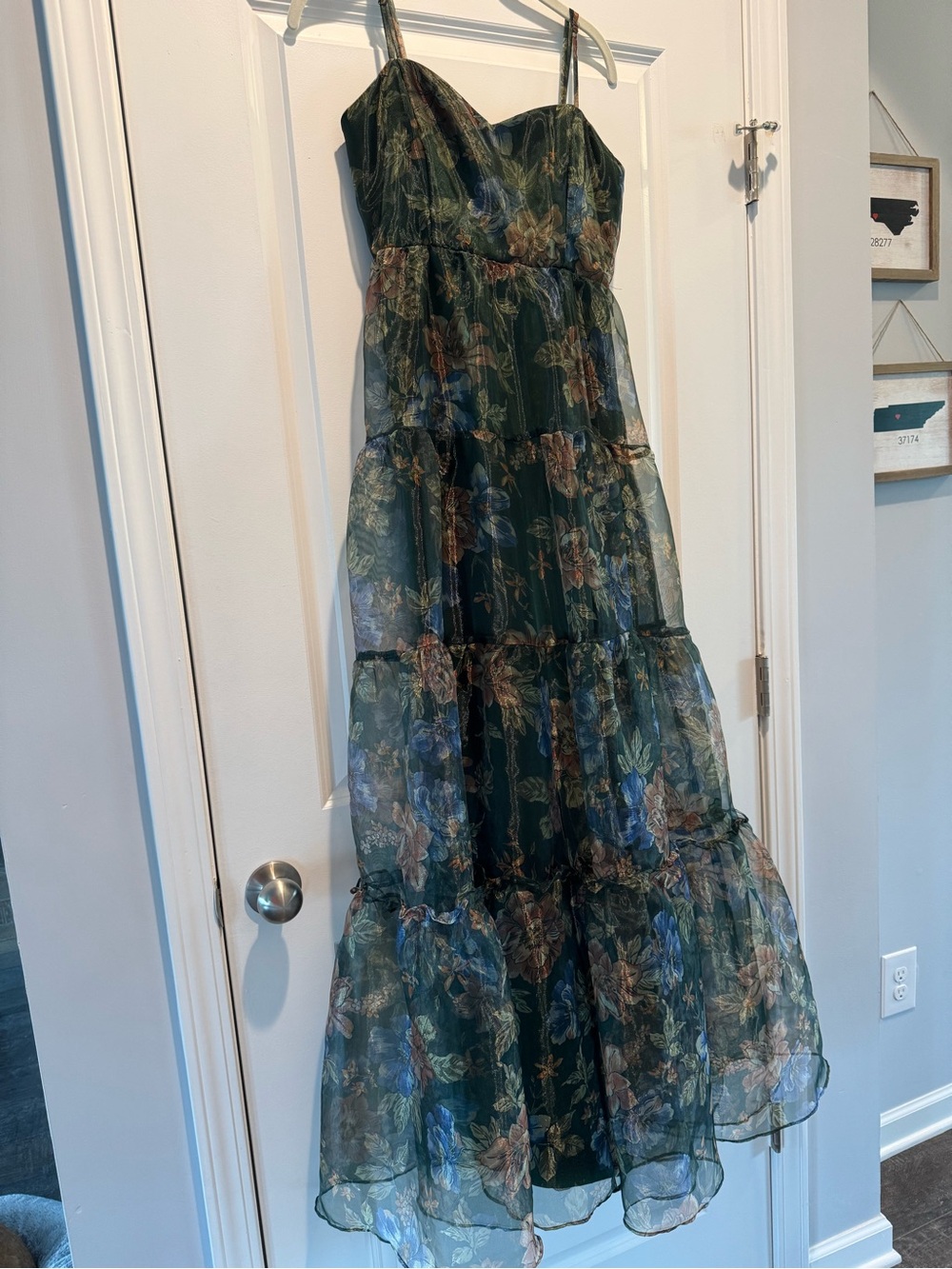Floral Green Tiered Maxi Dress